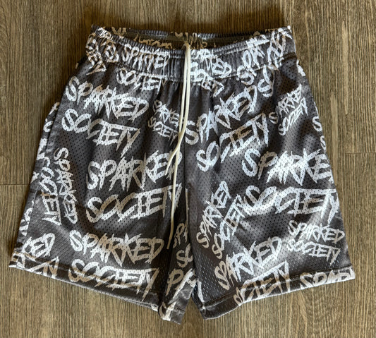 Grey Hella Logos Mesh Shorts
