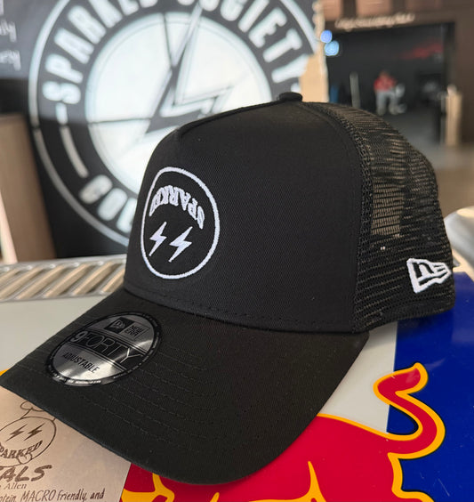 New Era Upside Down Black Trucker