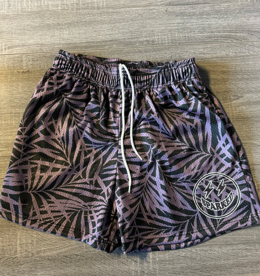 Purple palm shorts